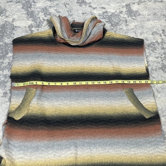 2 Sisters Sweater Vest Blanket Poncho Cowl Neck Chevron Stripe Fall Neutrals S M - Picture 7 of 9